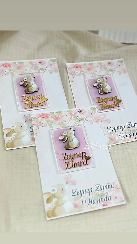 KARE TAVŞANLI BEBEK MAGNET 20 Lİ KARTLI